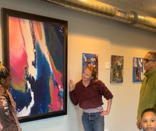 Load image into Gallery viewer, Collector with Pursuit of Happiness painting by Philadelphia artist Andromeda Cook at Brewerytown Pilates.