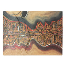 Load image into Gallery viewer, Divine Reflection throw blanket featuring abstract mirrored faces artwork by contemporary artist Andromeda Cook.