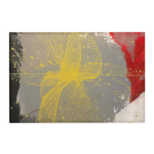 Load image into Gallery viewer, Grace Over Chaos abstract art rug by Andromeda Cook yellow modern fine art floor rug. House of Purpose Collection
