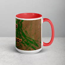 Load image into Gallery viewer, Keep Ya Head Up inspirational mug with red interior featuring original artwork by young artist Lamonte from Andromeda Cook Studio