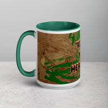 Load image into Gallery viewer, Keep Ya Head Up inspirational mug featuring original artwork from Andromeda Cook Studio with green handle and motivational message.
