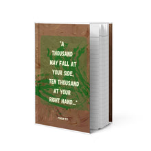 Load image into Gallery viewer, Hardcover journal featuring Psalm 91 scripture and original cover artwork by Lamonte and Andromeda Cook