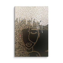 Load image into Gallery viewer, Spiritual portrait canvas Touch Not My Anointed by Andromeda Cook with layered gold lines revealing many faces within one face