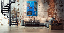 Load image into Gallery viewer, Influence blue contemporary wall art painting by Andromeda Cook displayed in a modern living room interior. House of Purpose Collection.
10K Collection