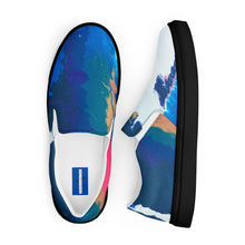 Load image into Gallery viewer, Wearable art sneakers featuring abstract paint pour artwork from the sold Pursuit of Happiness painting by Andromeda Cook
