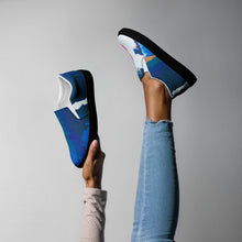 Load image into Gallery viewer, Wearable art slip on sneakers featuring paint pour artwork from Andromeda Cook’s Pursuit of Happiness painting House of Purpose collection

