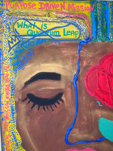 Load image into Gallery viewer, Close up detail of Earth Angel painting by Andromeda Cook showing layered text symbols and spiritual messages
