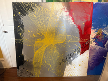 Load image into Gallery viewer, Grace Over Chaos original abstract painting by artist Andromeda Cook 48 x 48 inch on Wood. On display at the October Art Gallery. Available for purchase. 
