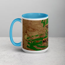 Load image into Gallery viewer, Collector art mug with light blue interior featuring the phrase Keep Ya Head Up and original artwork by Lamonte from Andromeda Cook Studio
