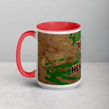 Load image into Gallery viewer, Collector coffee mug with red interior featuring the phrase Keep Ya Head Up and original artwork by Lamonte from Andromeda Cook Studio
