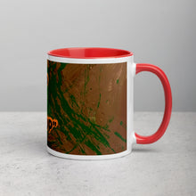 Load image into Gallery viewer, Red accent inspirational mug with the message Keep Ya Head Up featuring expressive artwork by Lamonte and Andromeda Cook Studio

