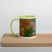 Load image into Gallery viewer, Motivational coffee mug inspired by Olympic legend Wilma Rudolph with perseverance quote and lime green interior.
