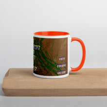 Load image into Gallery viewer, Inspirational Wilma Rudolph quote mug with orange interior featuring artwork by Lamonte from Andromeda Cook Studio.
