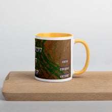 Load image into Gallery viewer, Inspirational Wilma Rudolph quote mug with yellow interior featuring artwork by Lamonte from Andromeda Cook Studio.
