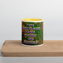 Load image into Gallery viewer, Inspirational mug honoring Wilma Rudolph with her quote about triumph through struggle.

