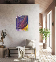 Load image into Gallery viewer, Be Water affirmation artwork by Philadelphia artist Andromeda Cook featuring expressive color, a symbolic face, and handwritten words about energy, flow, and personal transformation.
